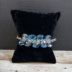 Elegant Blue Crystal 925 Sterling Bracelet